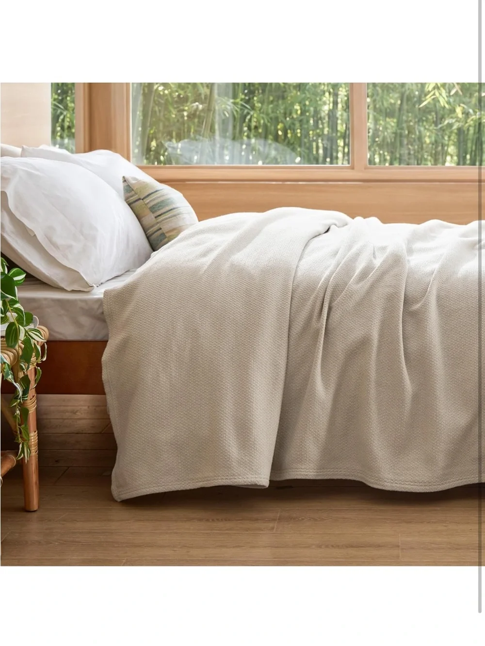 NEW Bedsure GentleSoft 100% Cotton Blanket.  Breathable/Lightweight, Herringbone